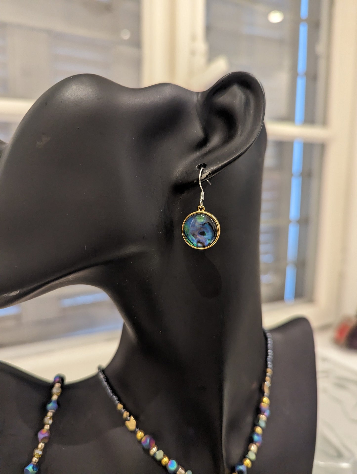 Abalone Shell Blue Gold Green Set