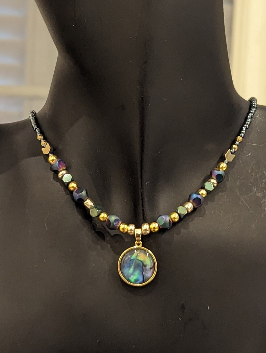 Abalone Shell Blue Gold Green Set