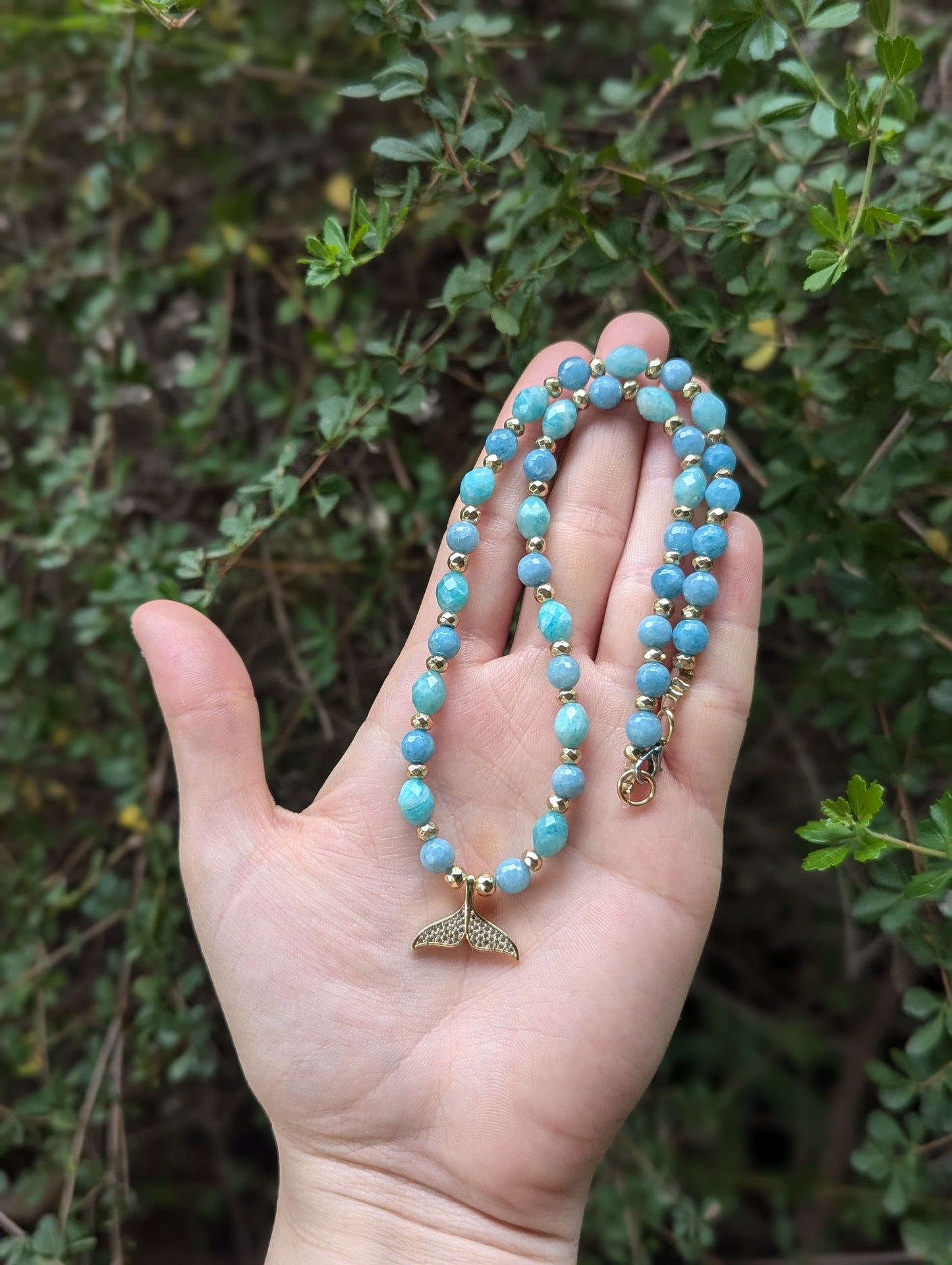 Whale Tail Amazonite Jade Necklace