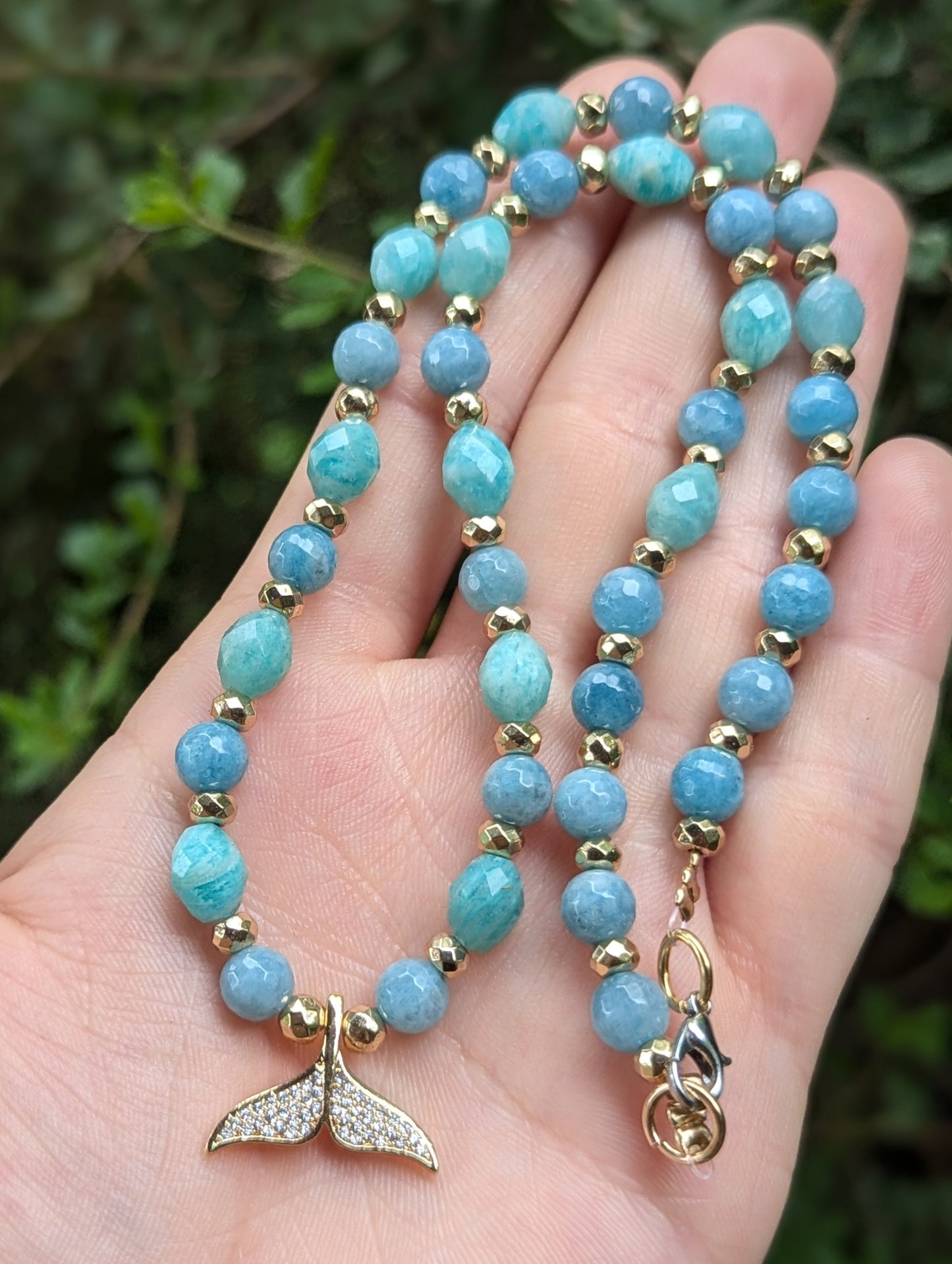 Whale Tail Amazonite Jade Necklace