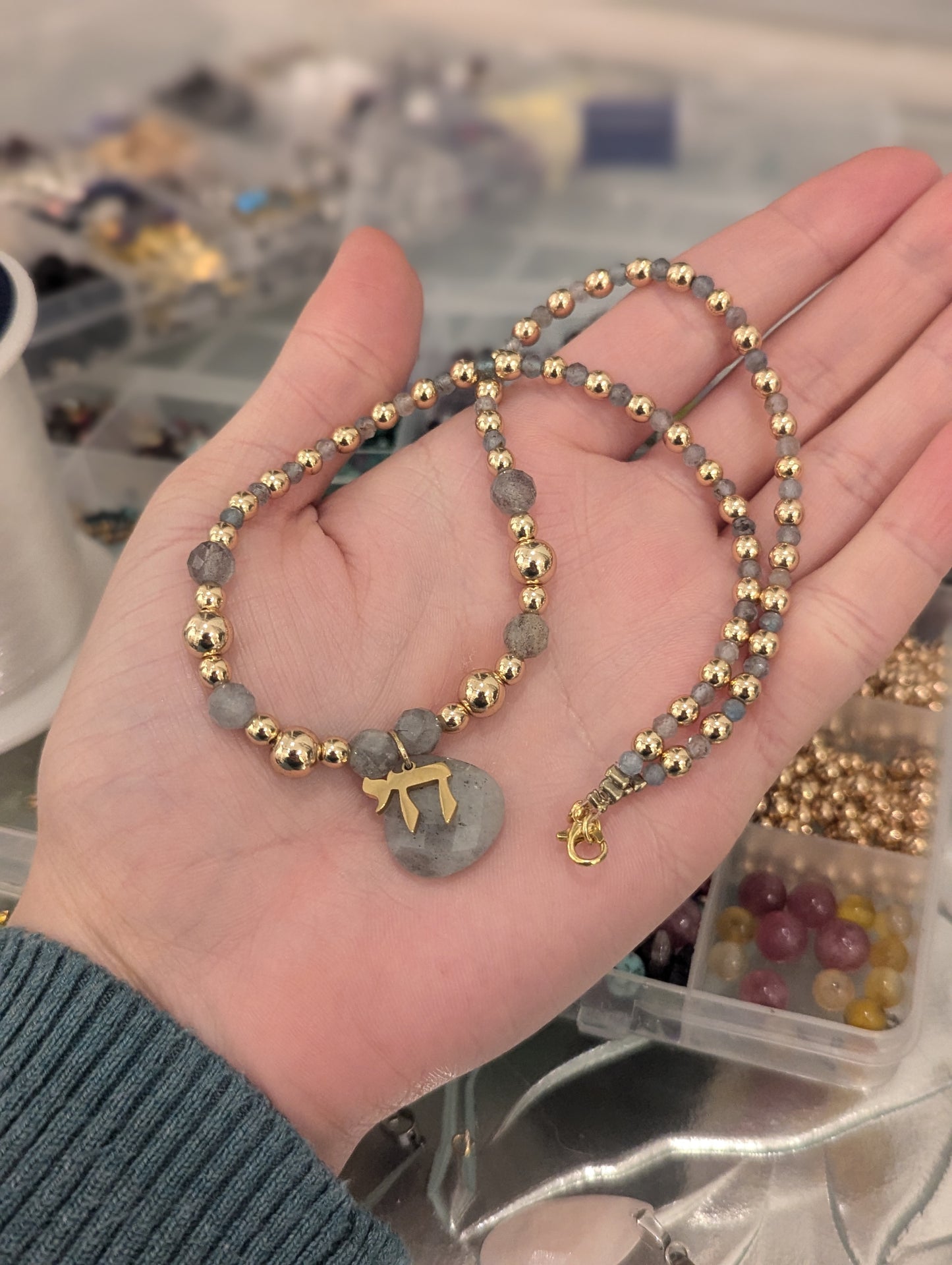 Labradorite Gold plated Chai חי Necklace