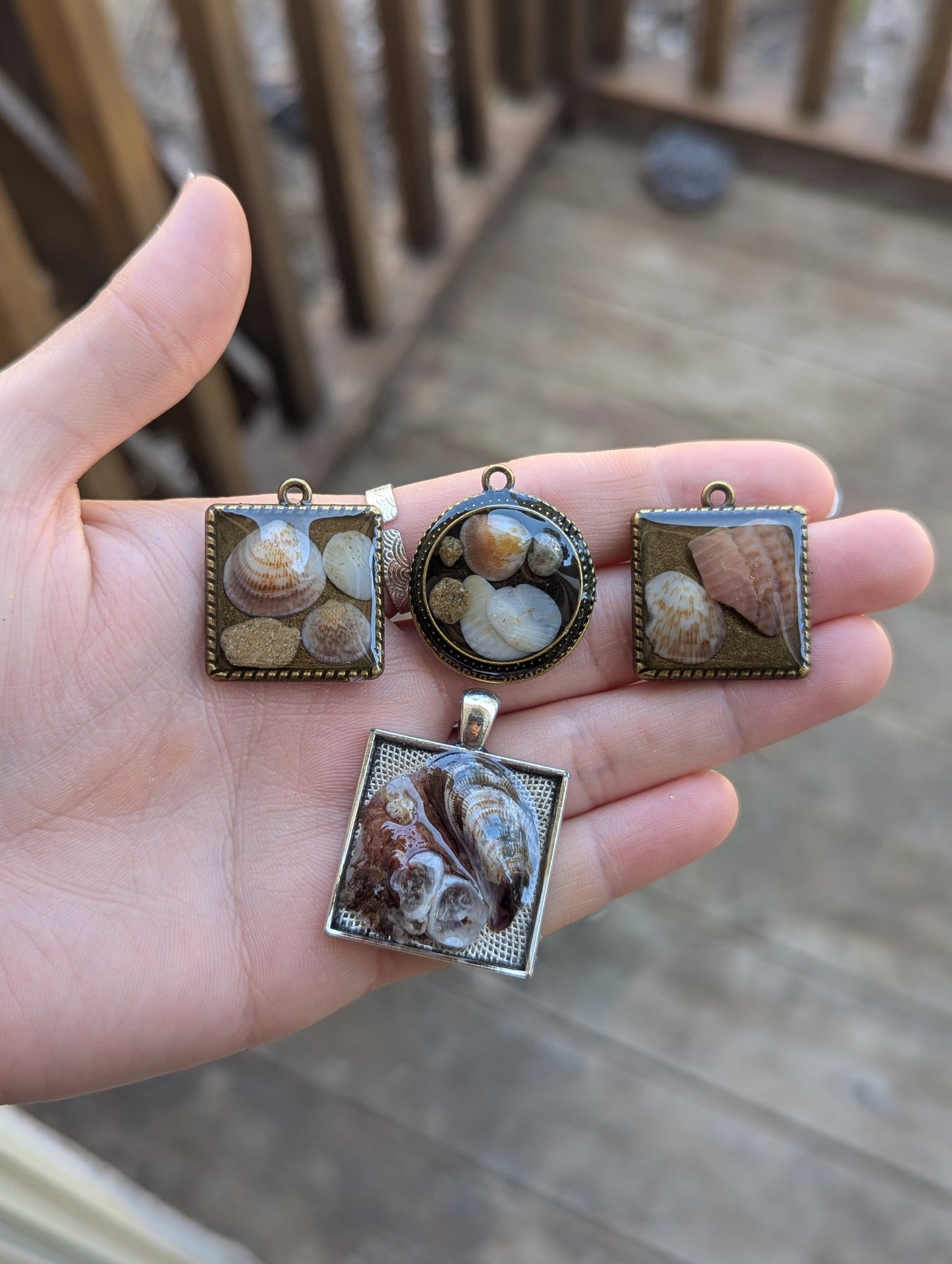 Israel Encapsulated: Round Decorated Israeli Shells Resin Pendant