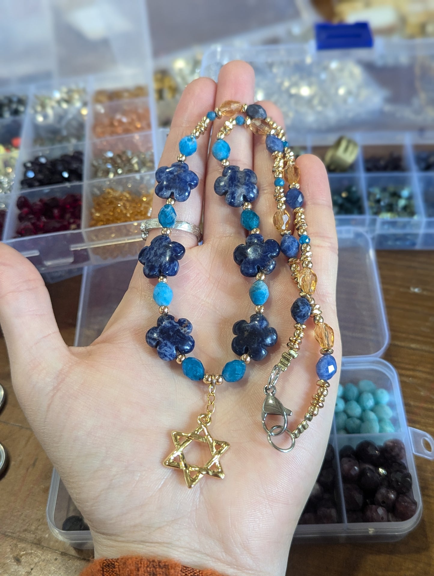 Gold David in Blue Bloom