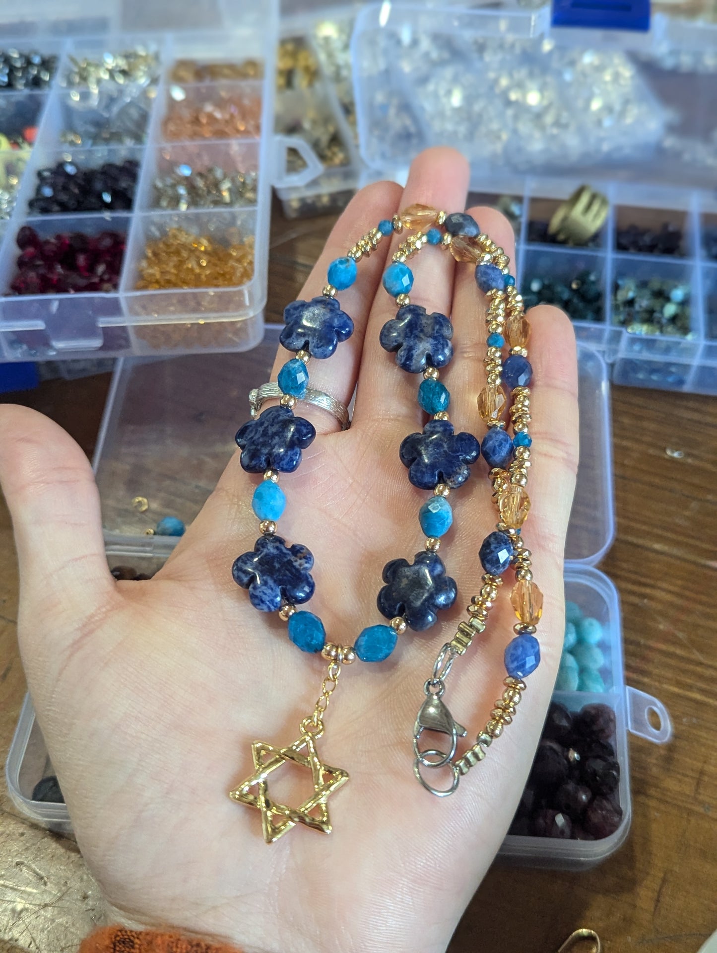 Gold David in Blue Bloom