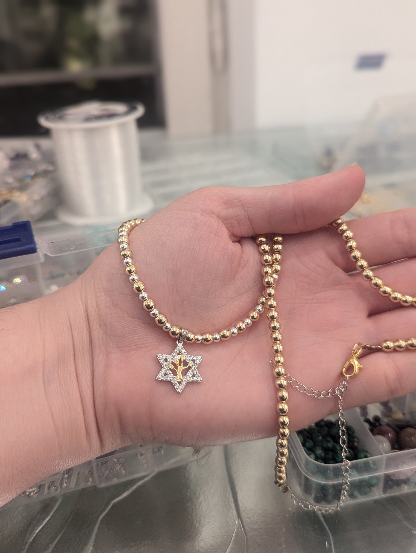 Tree of Life & Star of David Two Tone Necklace