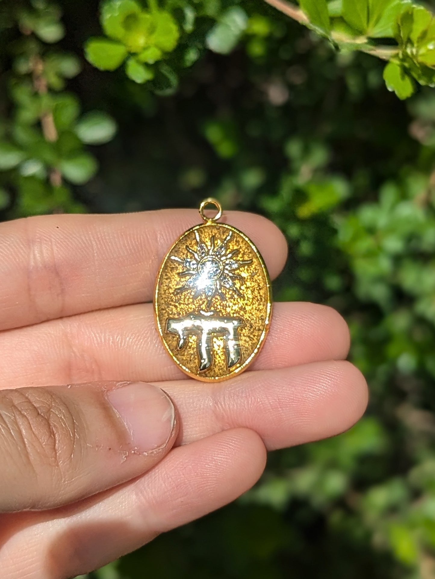 Israel Encapsulated: Gold Chai Oval and Sun