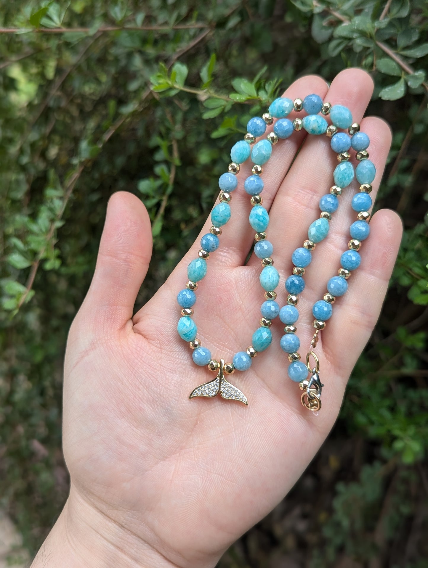 Whale Tail Amazonite Jade Necklace