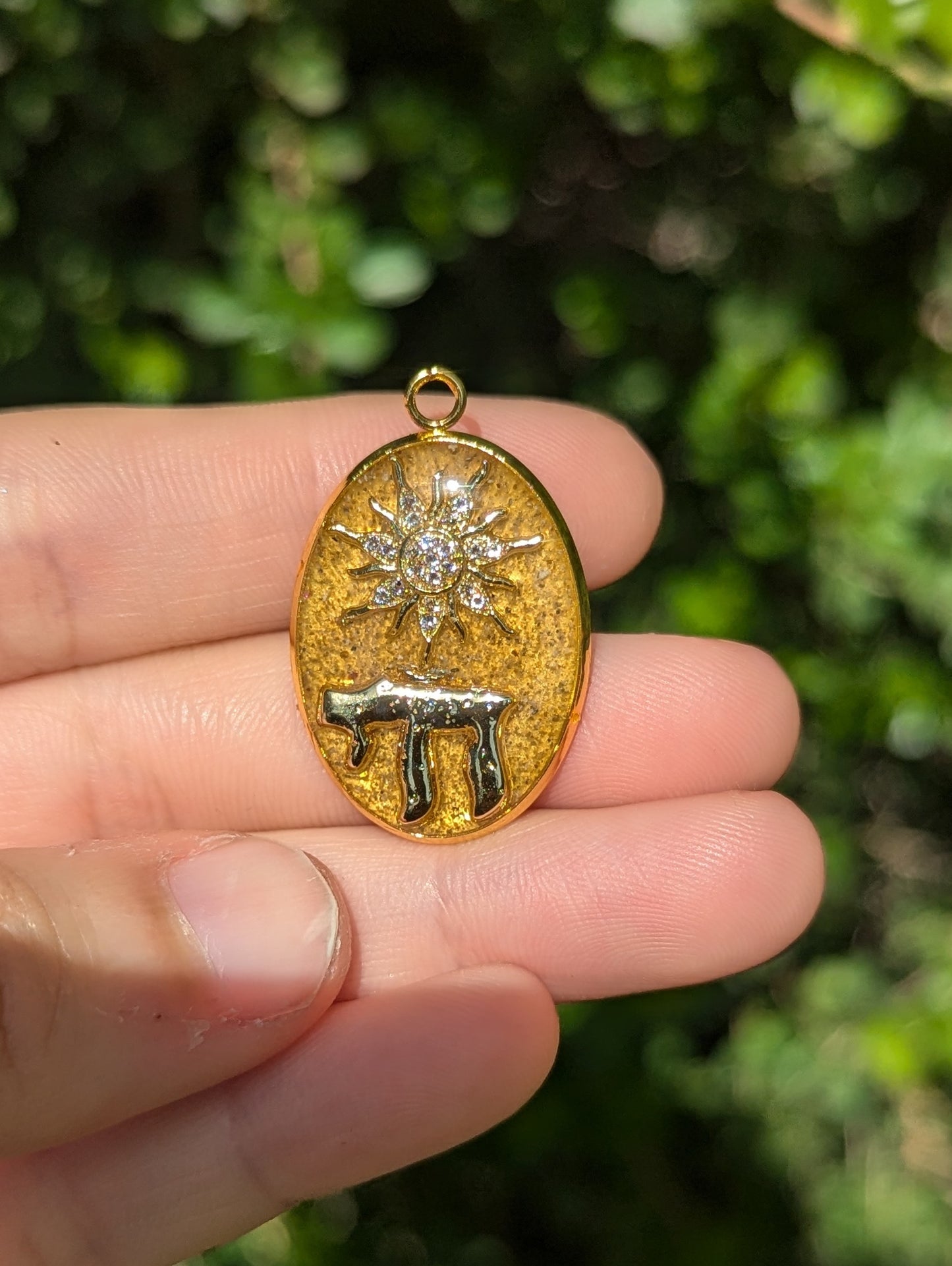 Israel Encapsulated: Gold Chai Oval and Sun