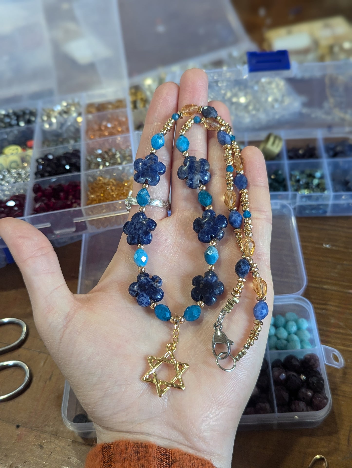 Gold David in Blue Bloom