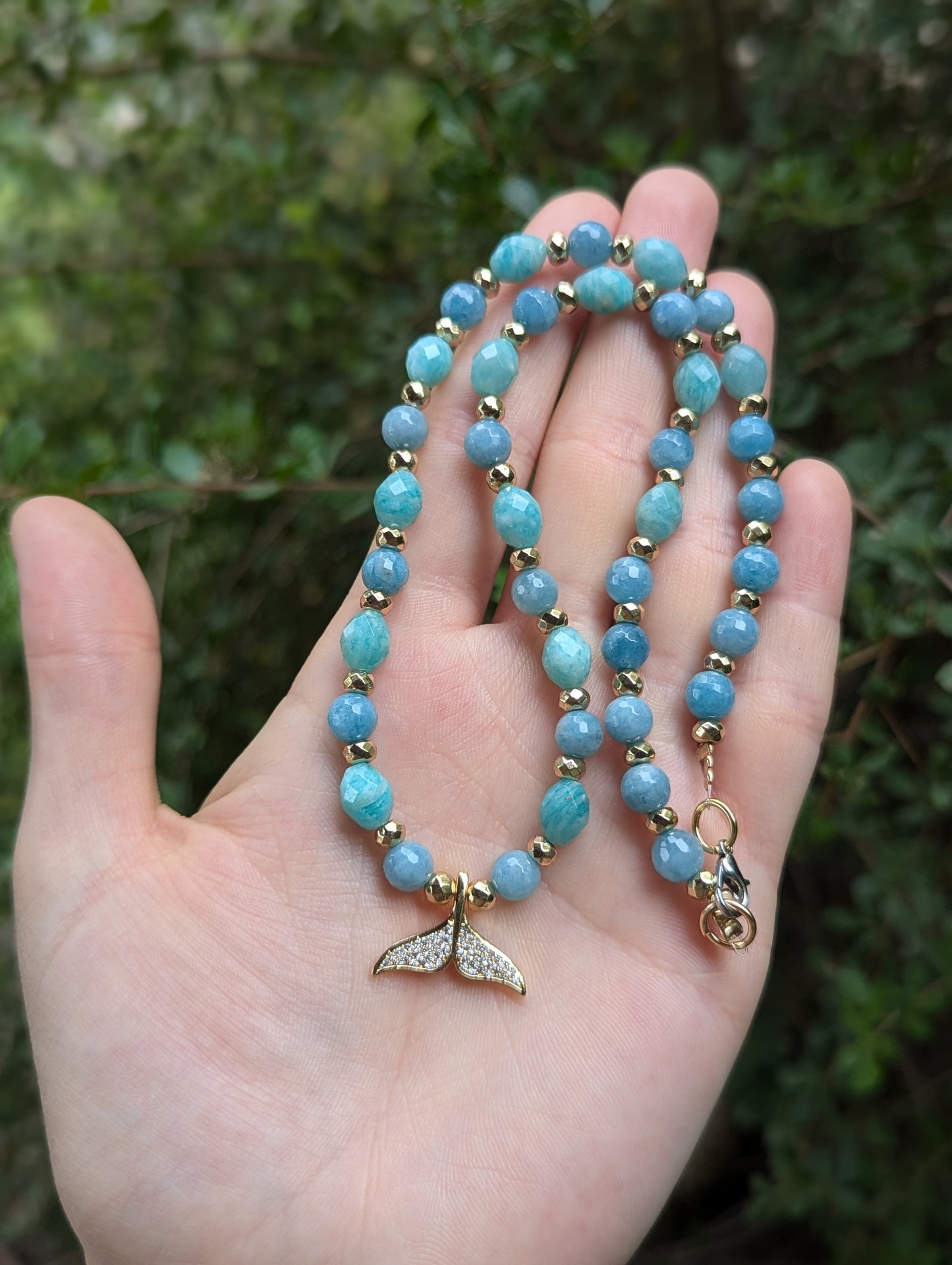 Whale Tail Amazonite Jade Necklace