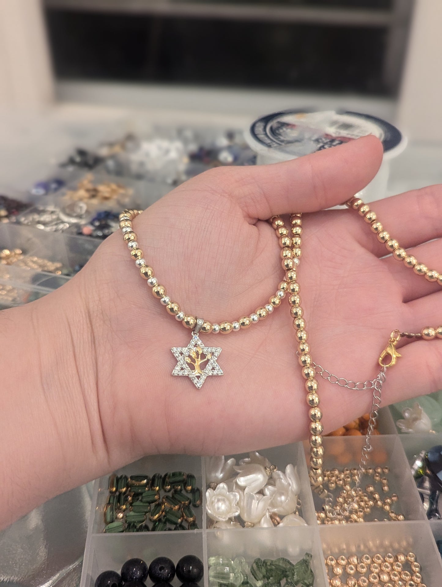 Tree of Life & Star of David Two Tone Necklace