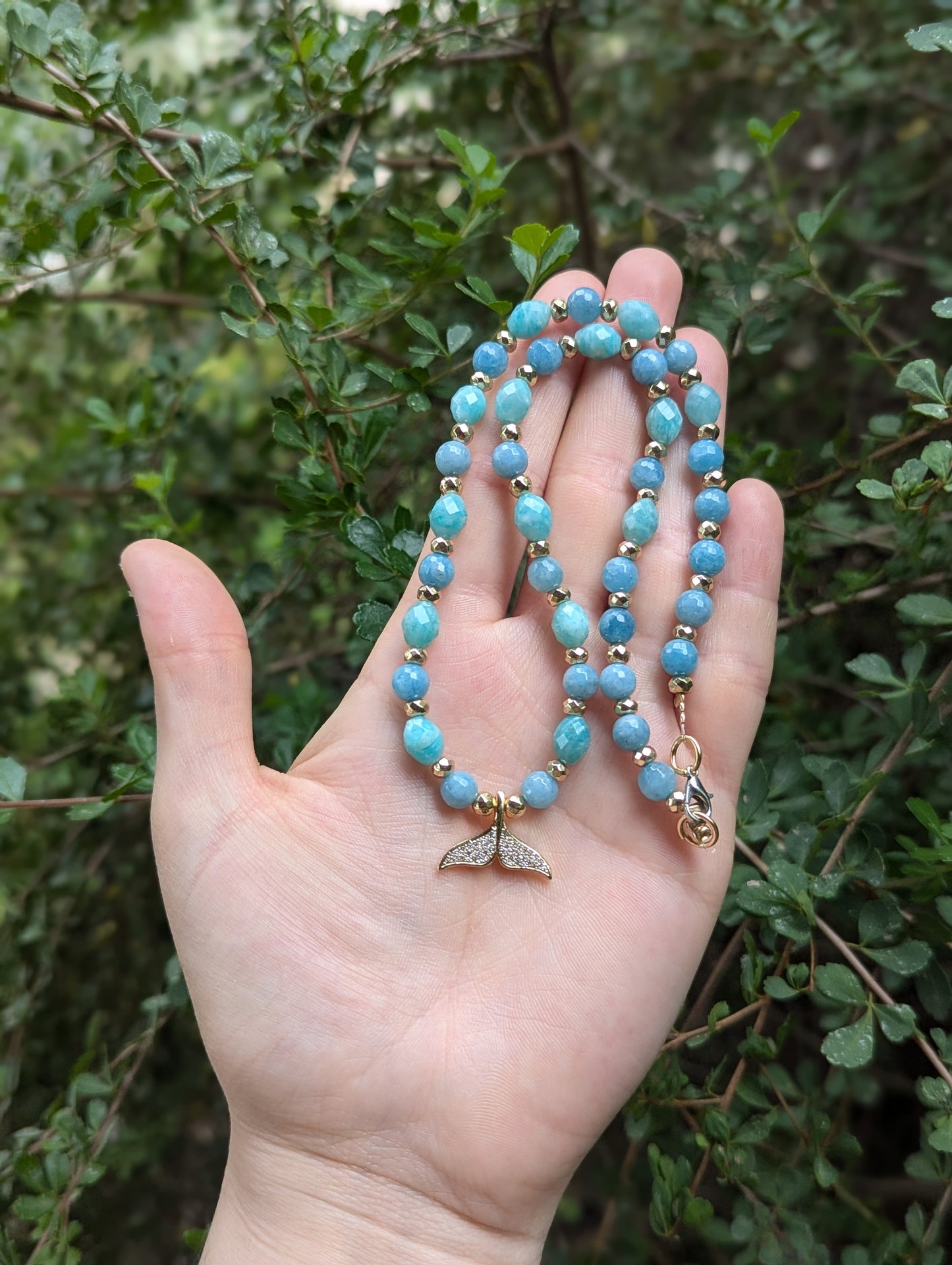 Whale Tail Amazonite Jade Necklace