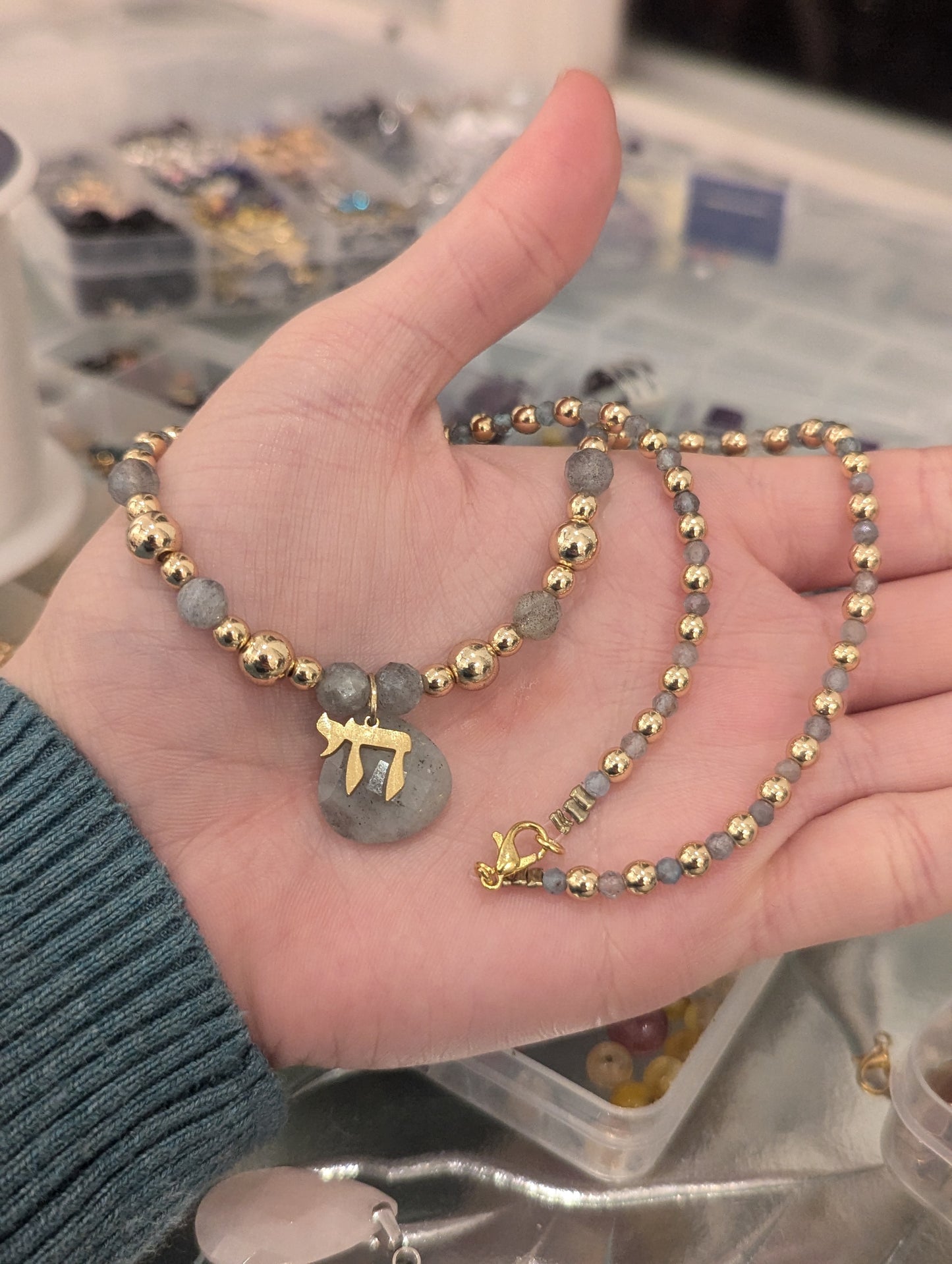 Labradorite Gold plated Chai חי Necklace