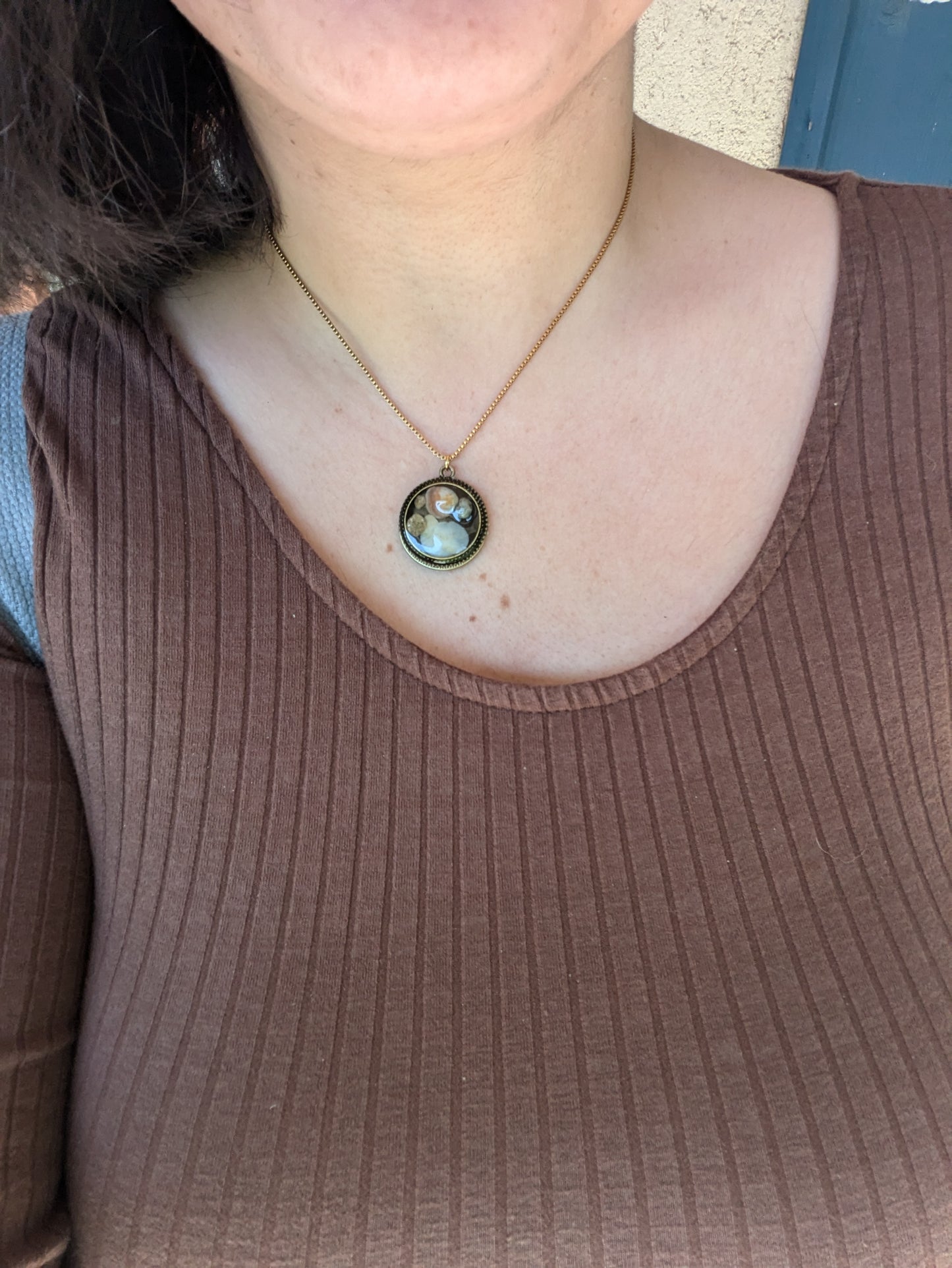 Israel Encapsulated: Round Decorated Israeli Shells Resin Pendant