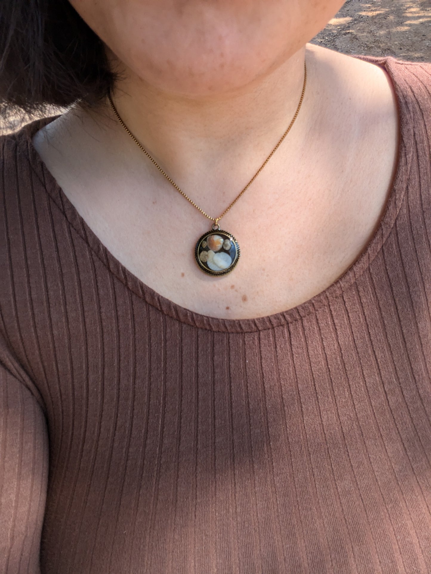 Israel Encapsulated: Round Decorated Israeli Shells Resin Pendant