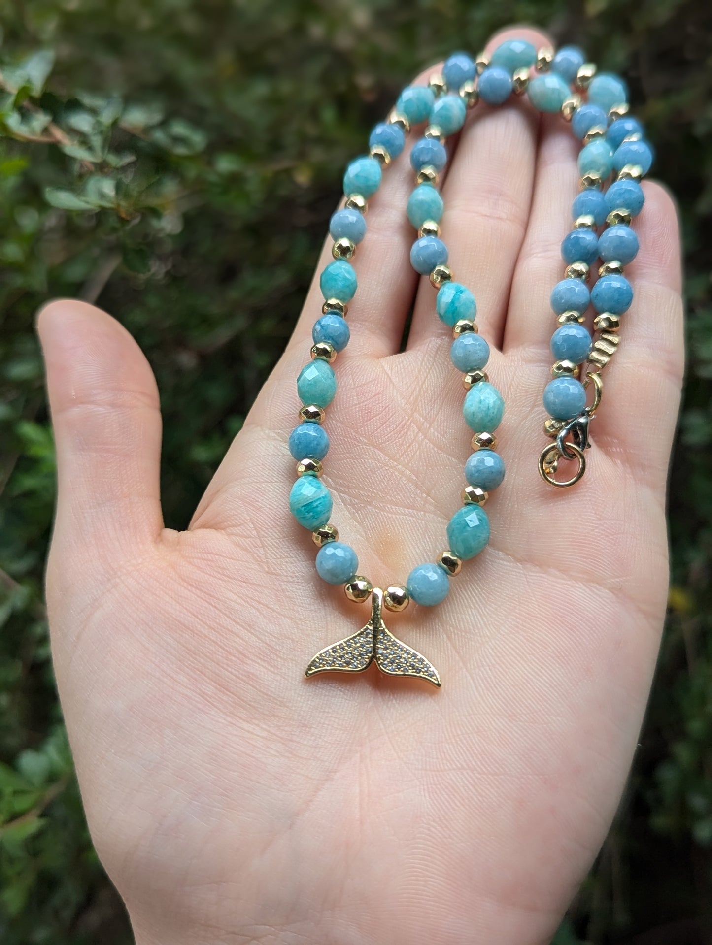 Whale Tail Amazonite Jade Necklace