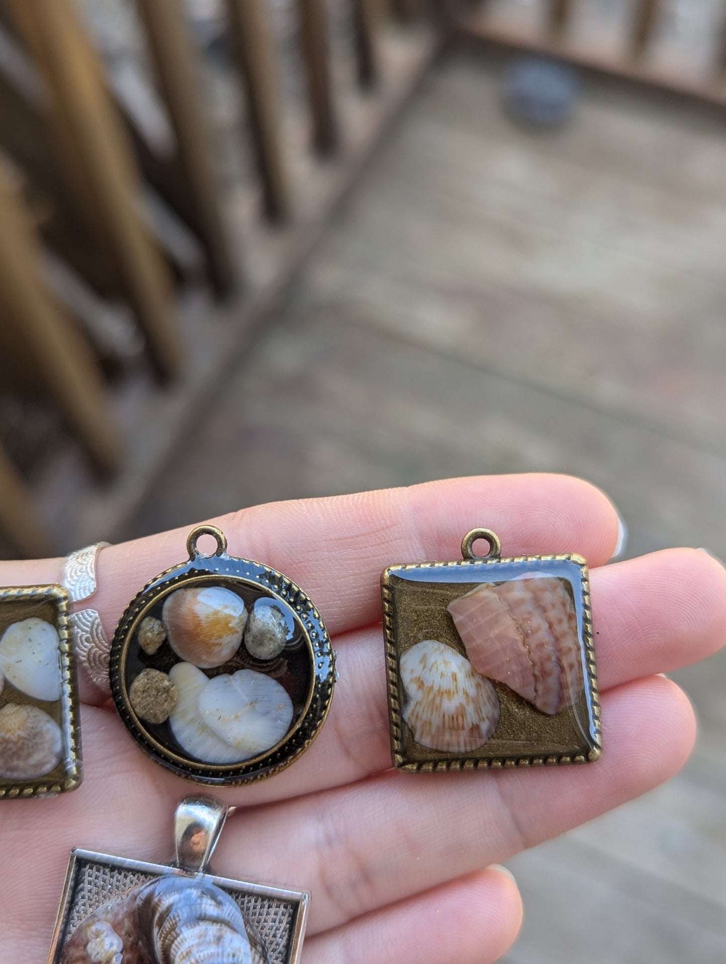 Israel Encapsulated: Round Decorated Israeli Shells Resin Pendant