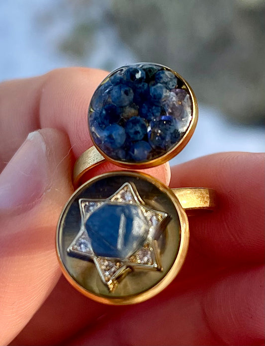 Blue Sapphire Gemstones Magen David Ring