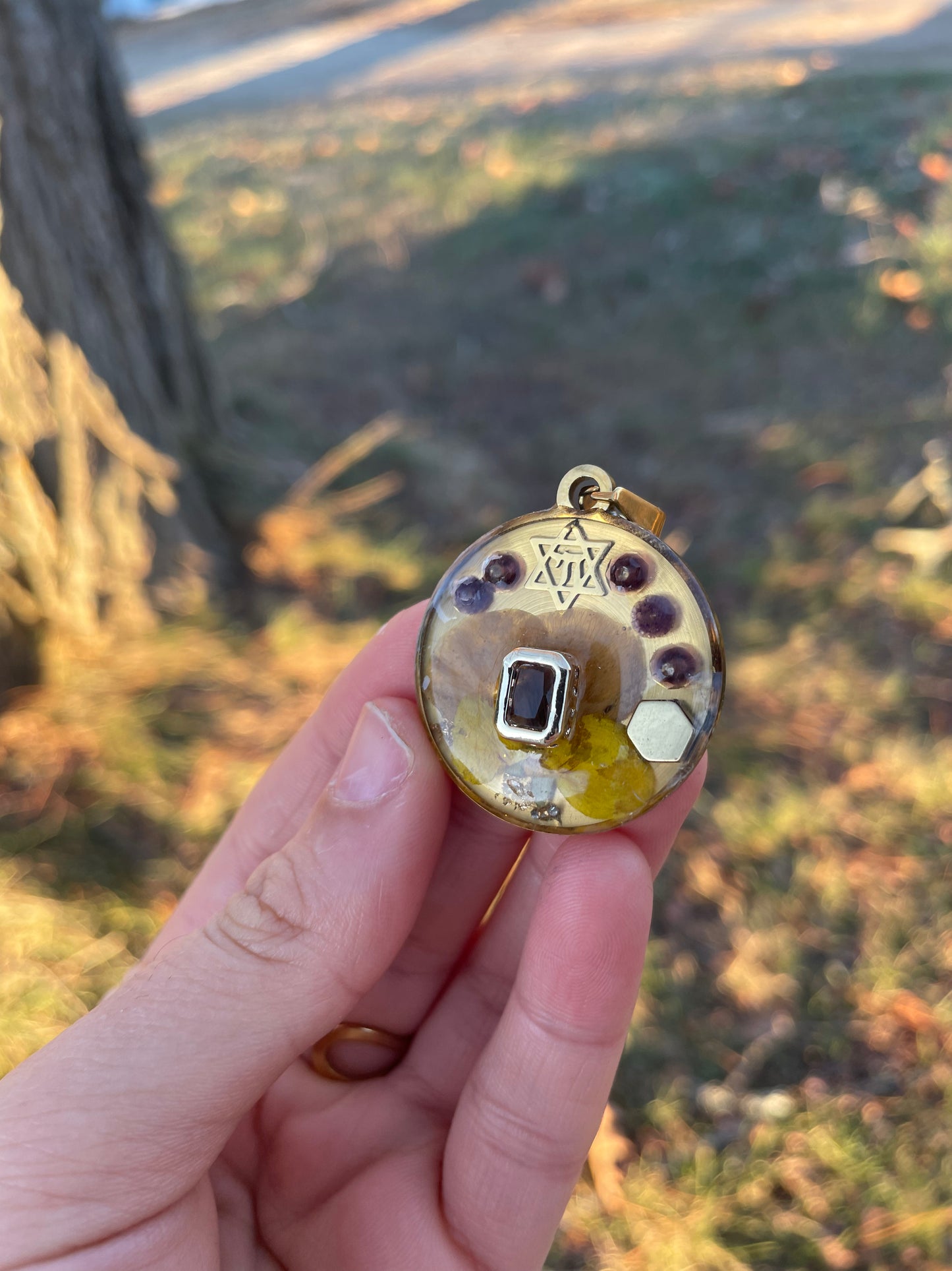 Magen David & Chai, Amethyst and Israeli Flower Pendant