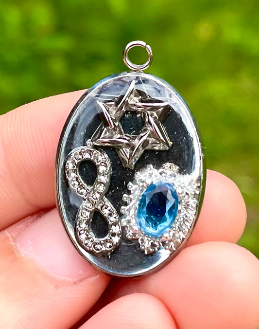 Forever Jewish, Sodalite Gemstones, Sterling Silver Magen David in Resin