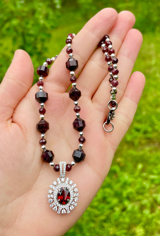 Pomegranate Seed Garnet Zirconia Necklace