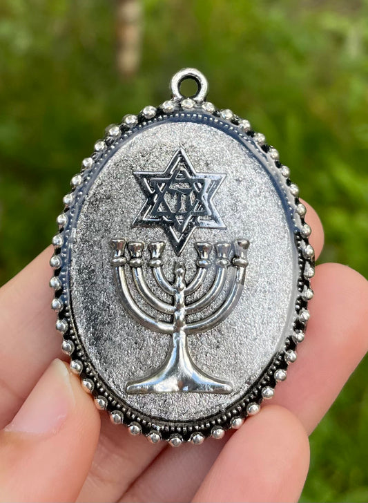 Ariel: Menorah Silver Magen David Pendant