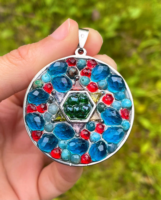 Color Burst: Apatite and Garent Gemstones, Colorful Zirconia Magen David