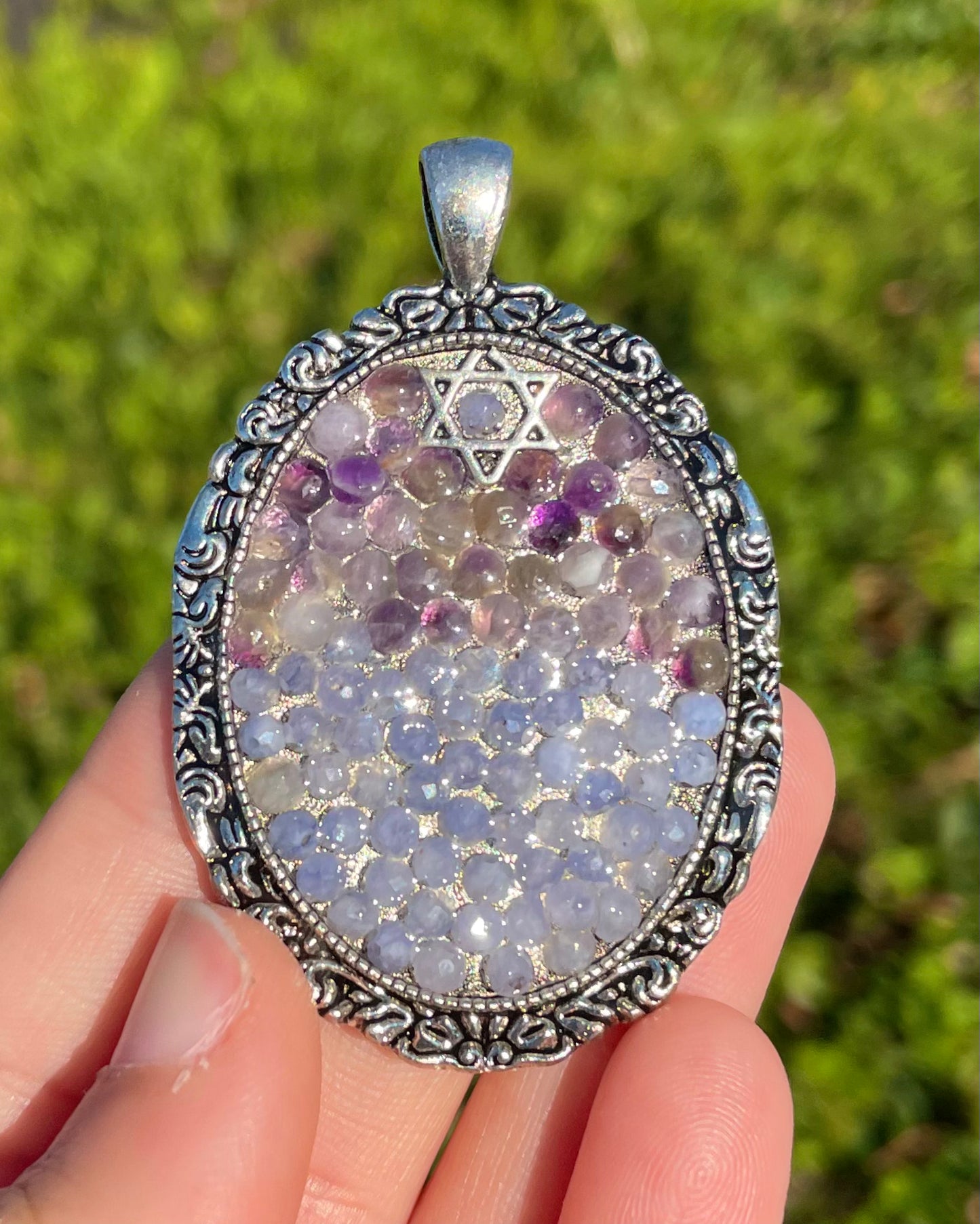 Tanzanaite Amethyst Purple Gemstones Magen David Pendant