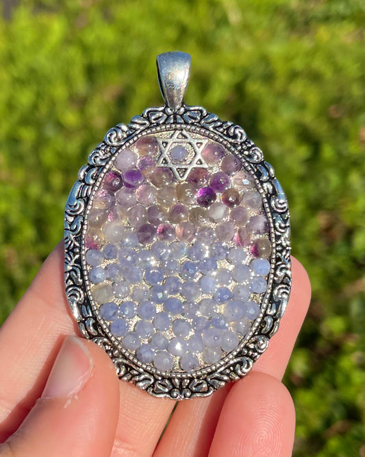 Tanzanaite Amethyst Purple Gemstones Magen David Pendant