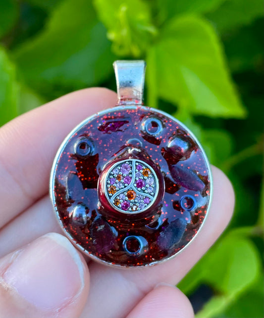 Pomegranate Garnets Silver Red Shining Pendant with Colorful Zirconia
