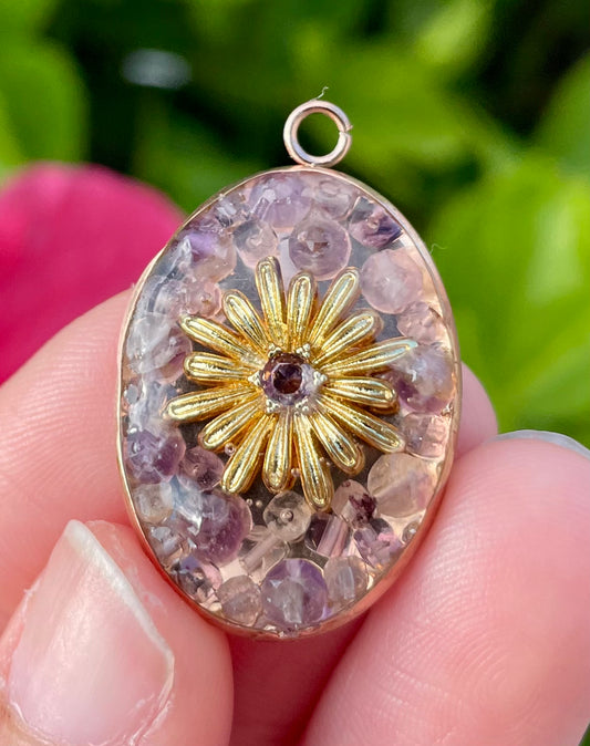 Hope's Flower: Gold plated Flower and Lavender Zirconia with Amethyst Gemstones