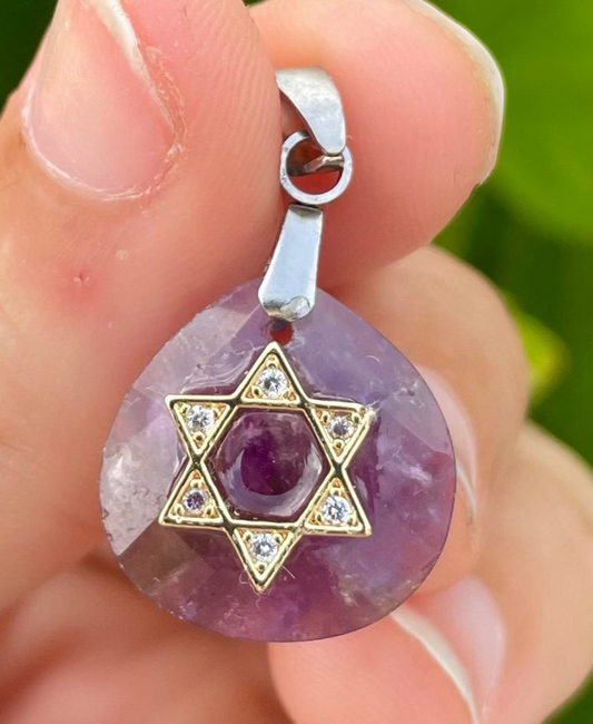 Amethyst Magen David Zirconia Pendant
