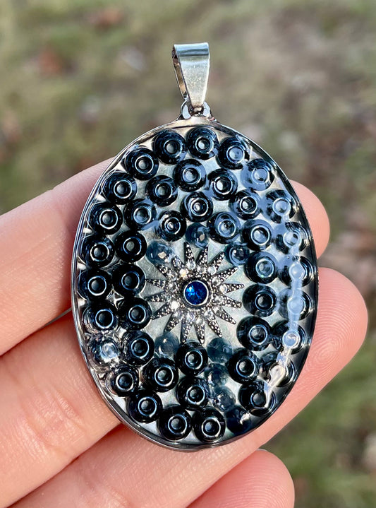 Blue Starlight Zirconia and Glass Resin Pendant
