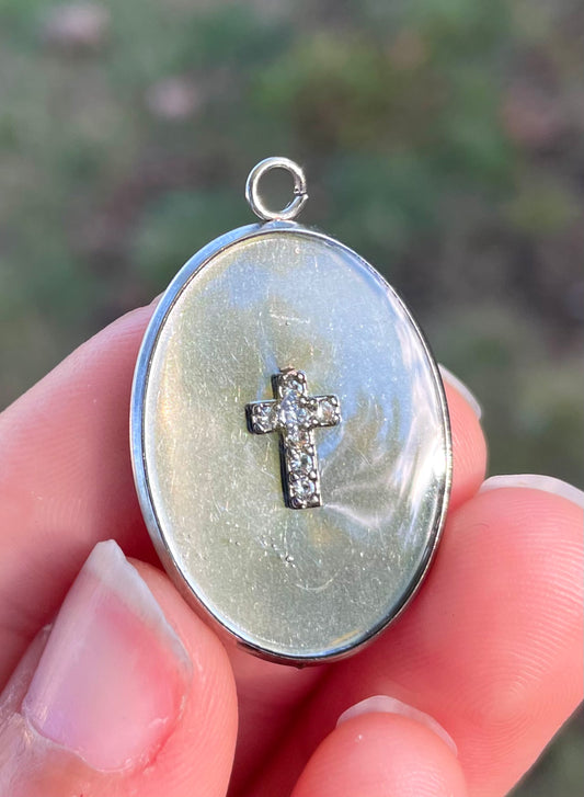 Zirconia Small Cross Resin Stainless Pendant
