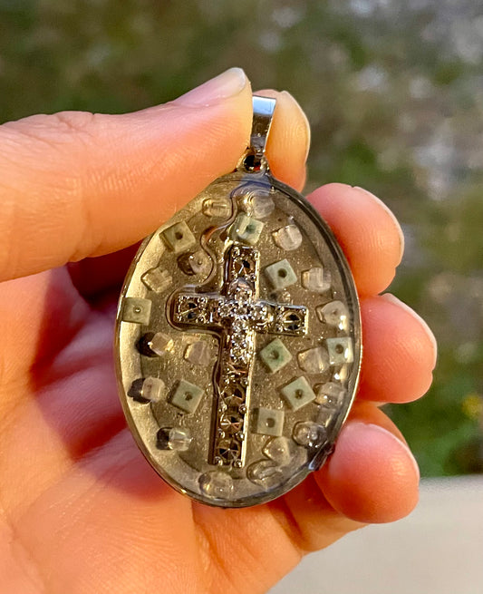 Zirconia Cross and Labradorite Gemstones
