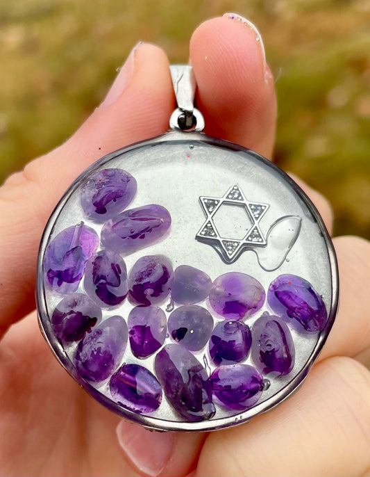 Amethyst Gemstones Magen David Pendant