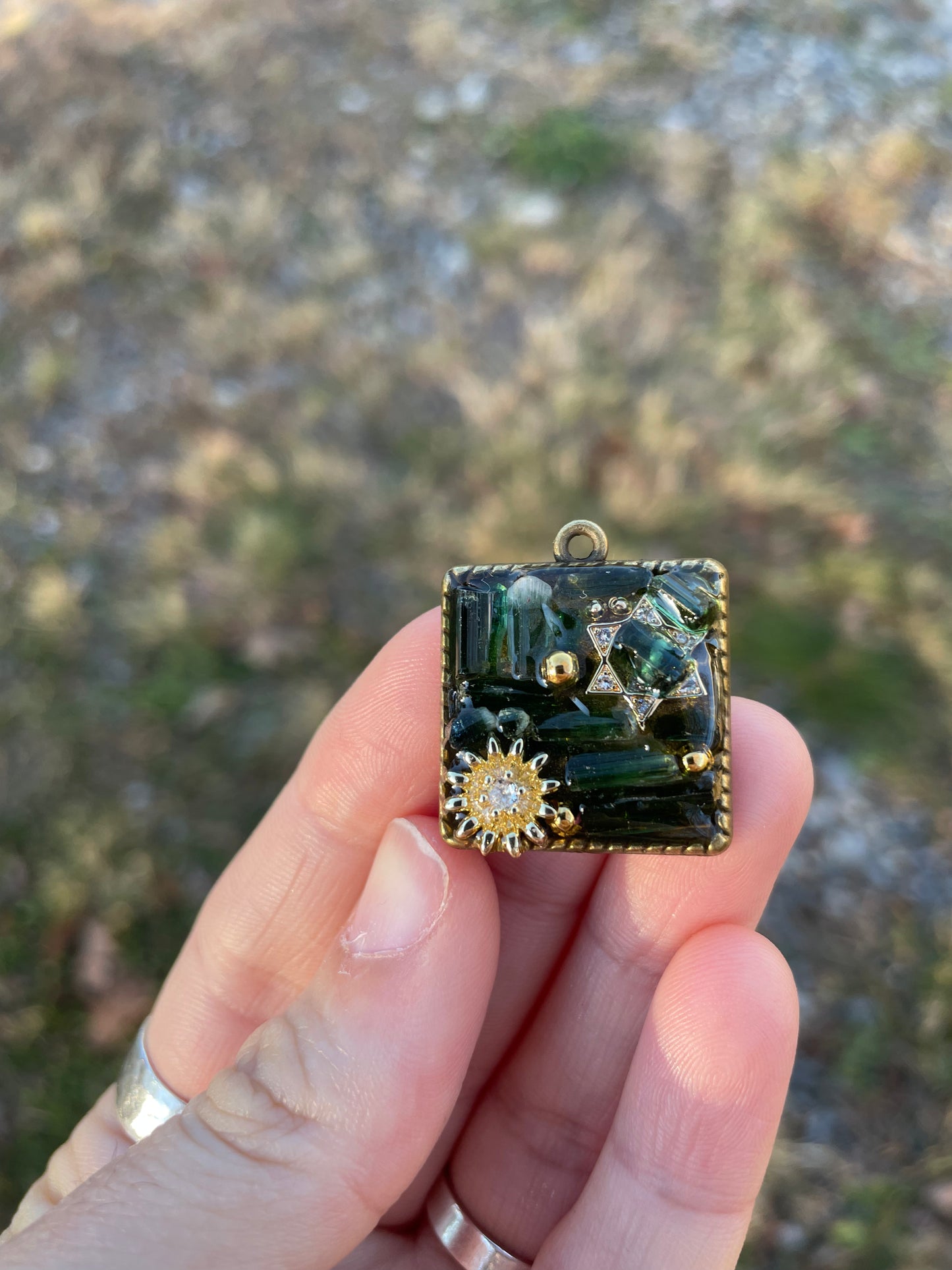 Danielle: Deep Green Tourmaline Gemstones, Daisy & Magen David