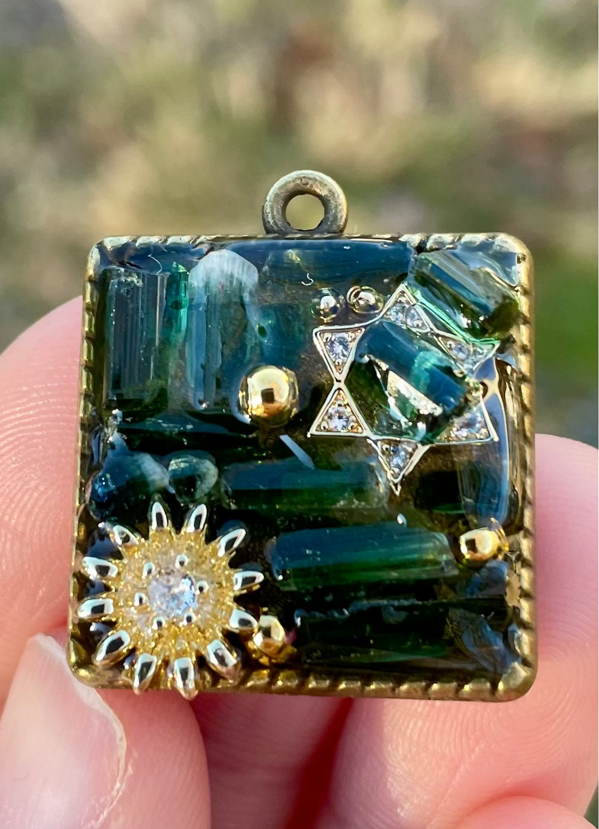 Danielle: Deep Green Tourmaline Gemstones, Daisy & Magen David