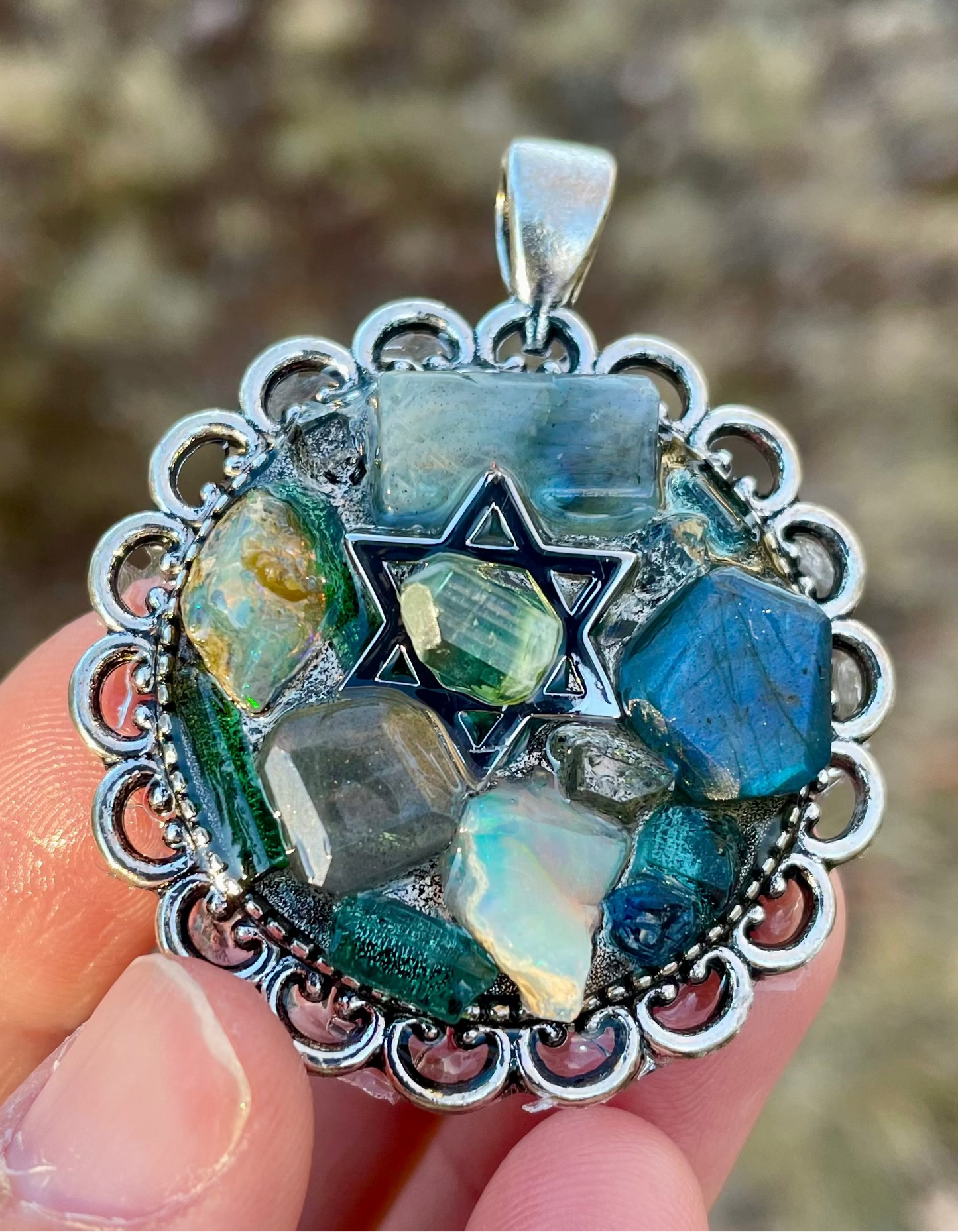 Arta: Opal, Tourmaline, Quartz & Labradorite Gemstones Magen David