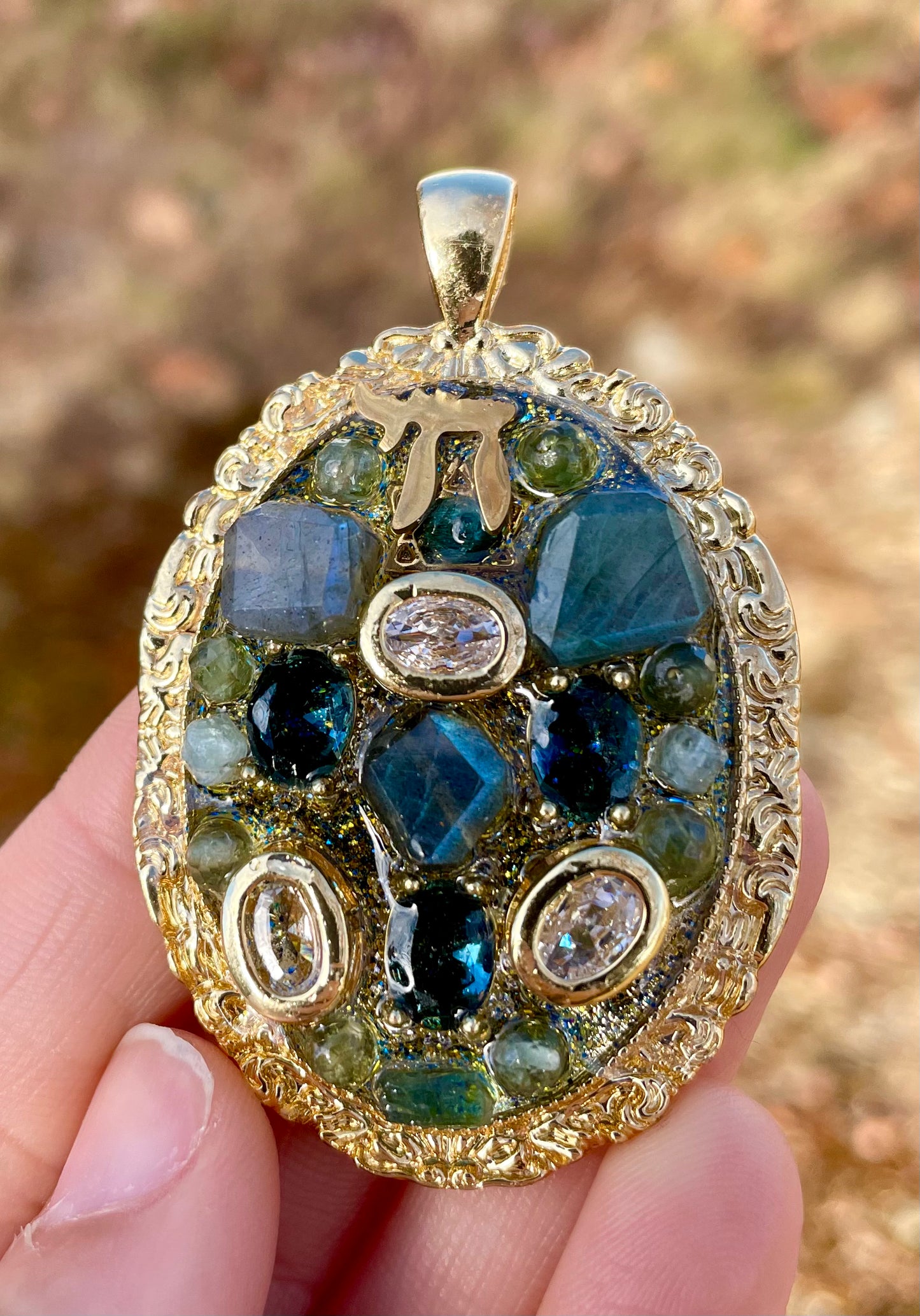 Chai and Many Many Gemstones Pendant