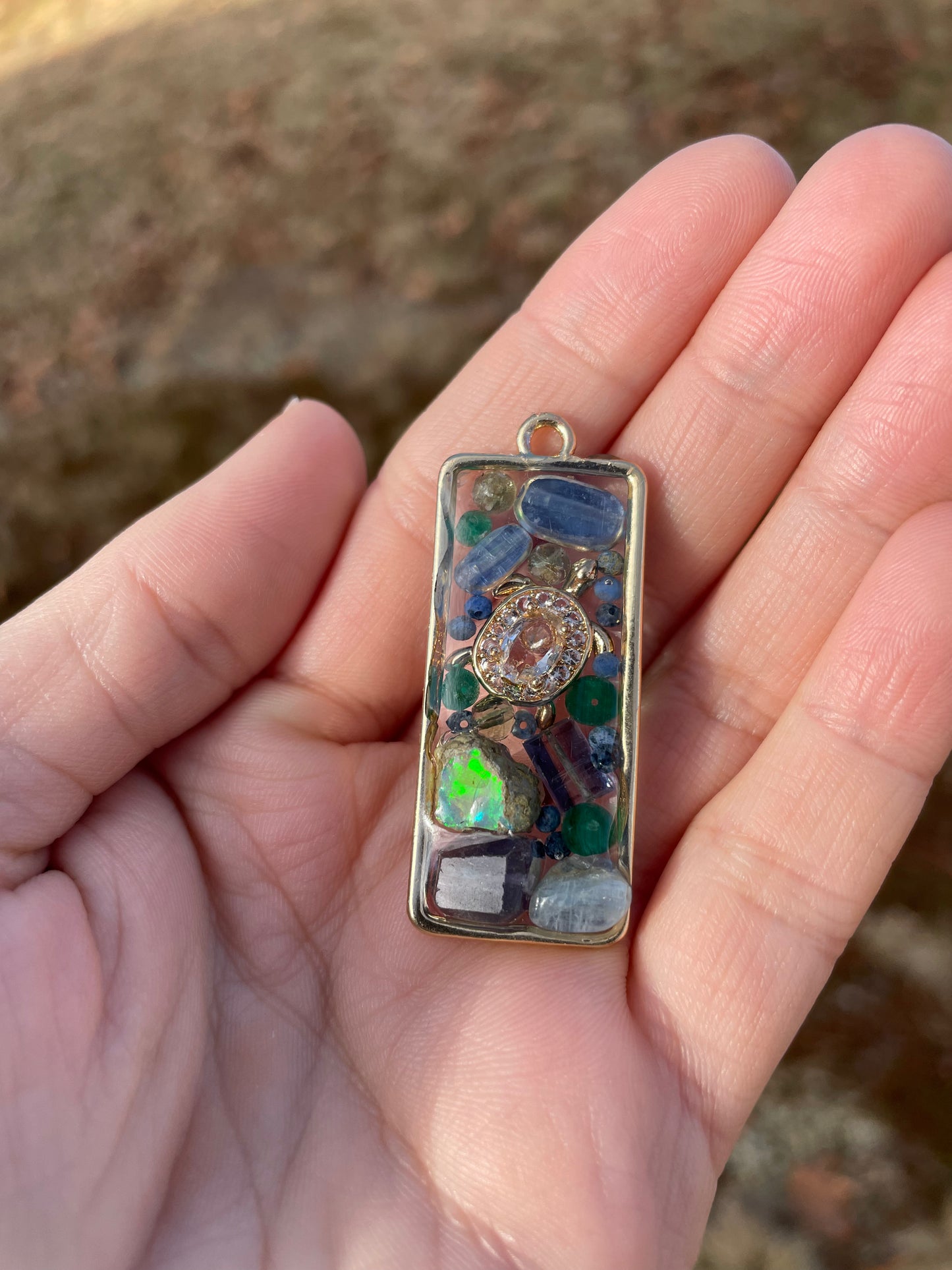 Turtle in a Gemstones Ocean Pendant