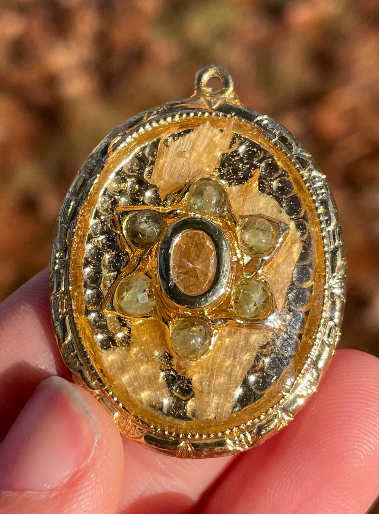 Israeli White Flower Leaves, Kyanite Gems and Zirconia Magen David