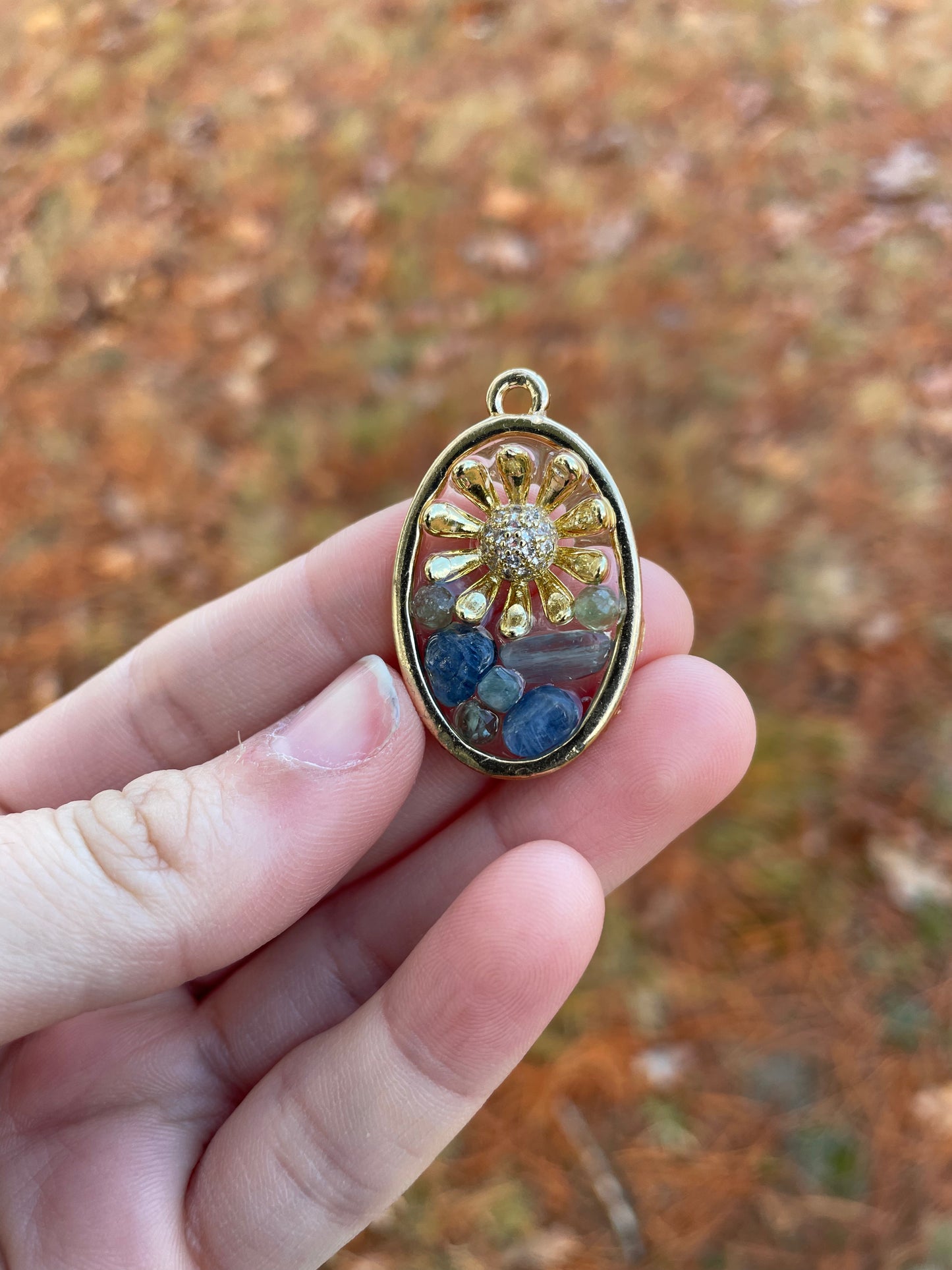 Sunflower Pendant with Blue Kyanite