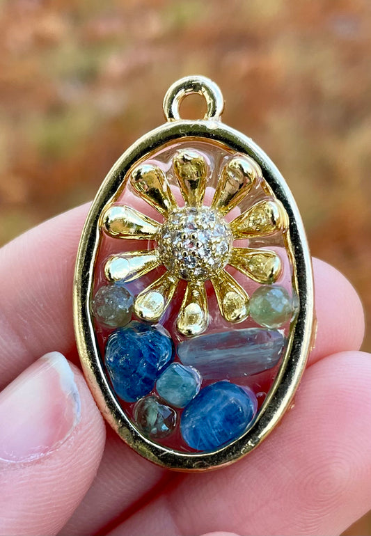 Sunflower Pendant with Blue Kyanite