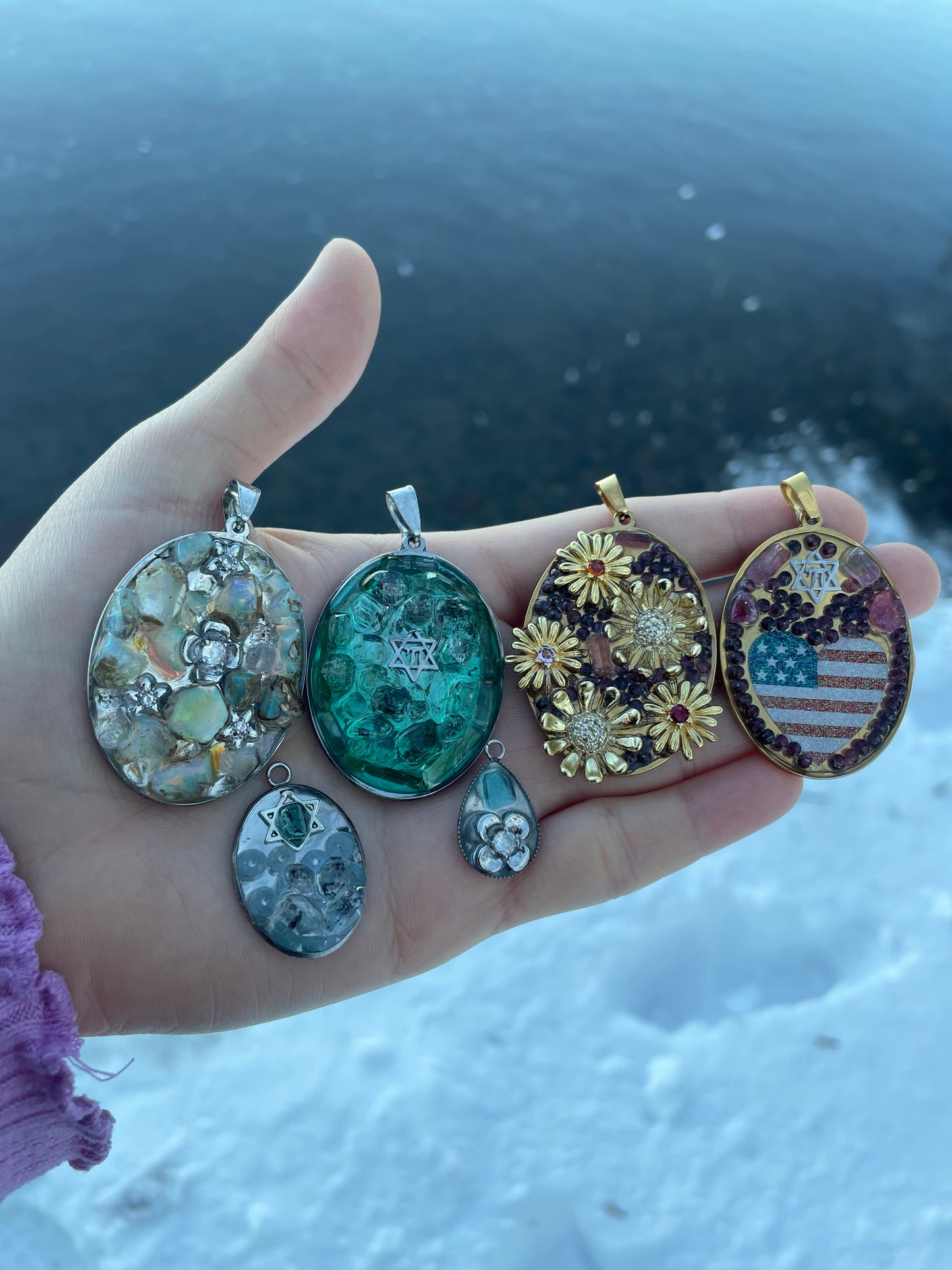 Bloom Collection: Eliah, with Opal Gemstones and Silver 4 Leaf Flower