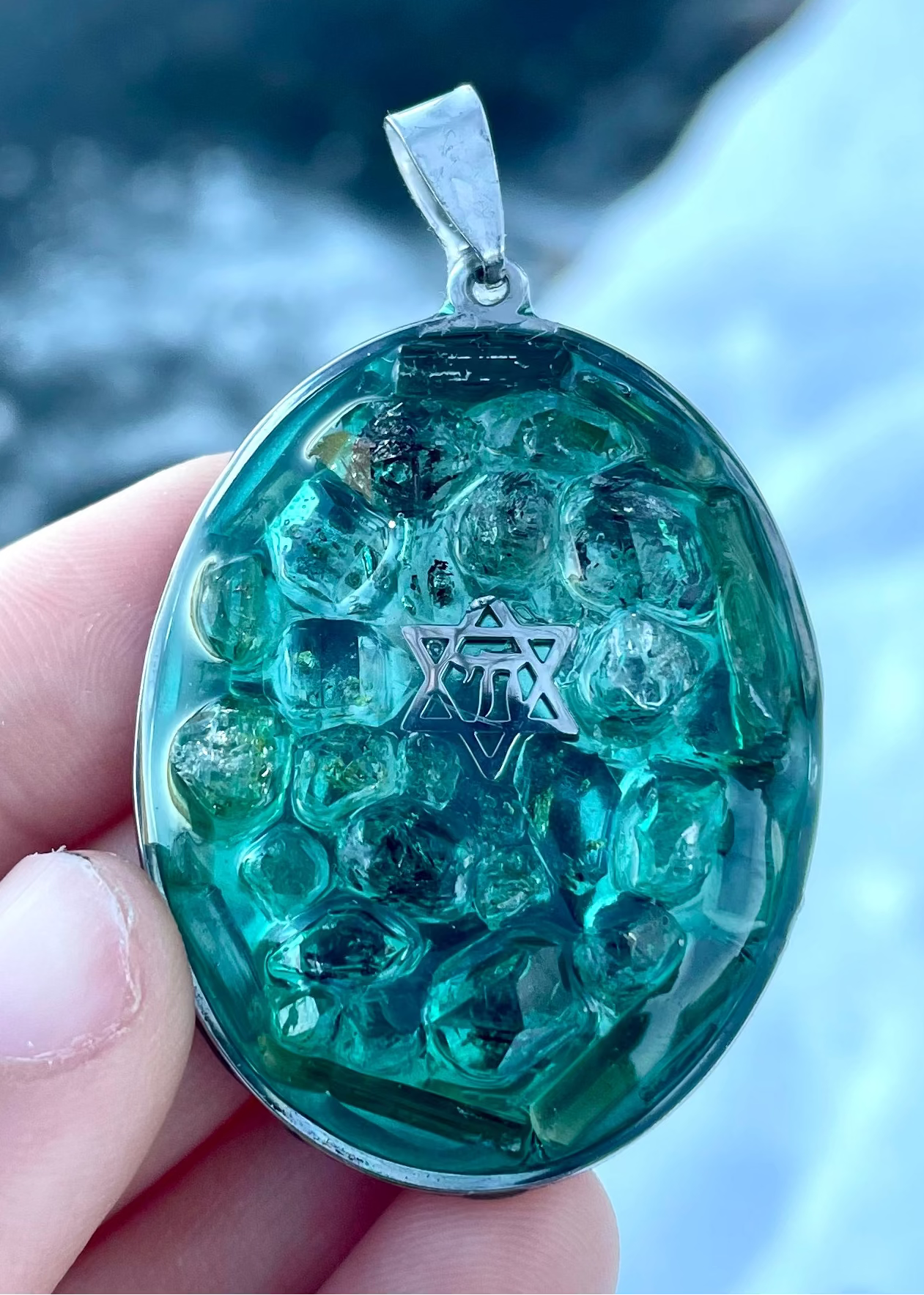 Green Tourmaline & Quartz Chai Magen David