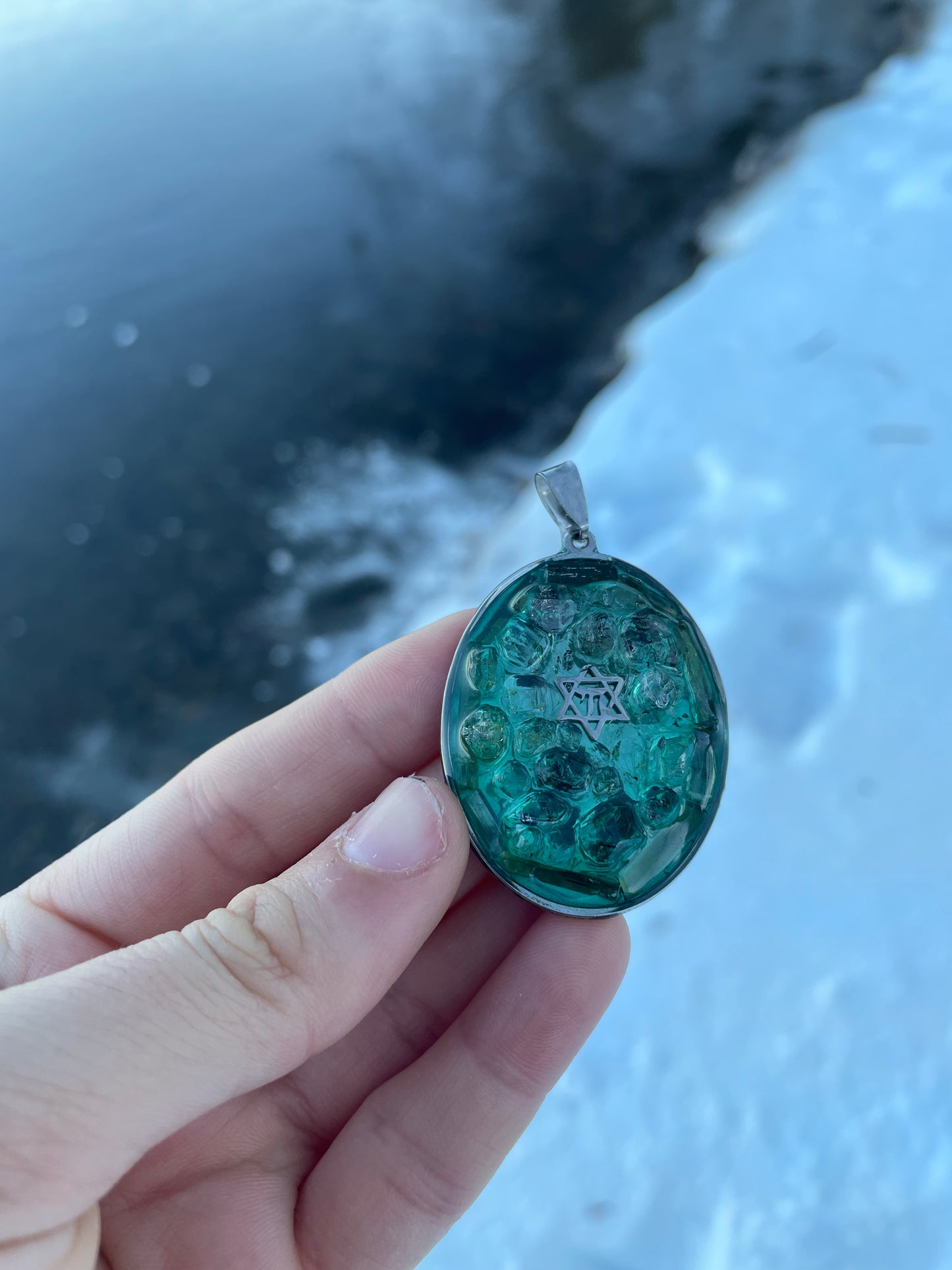 Green Tourmaline & Quartz Chai Magen David