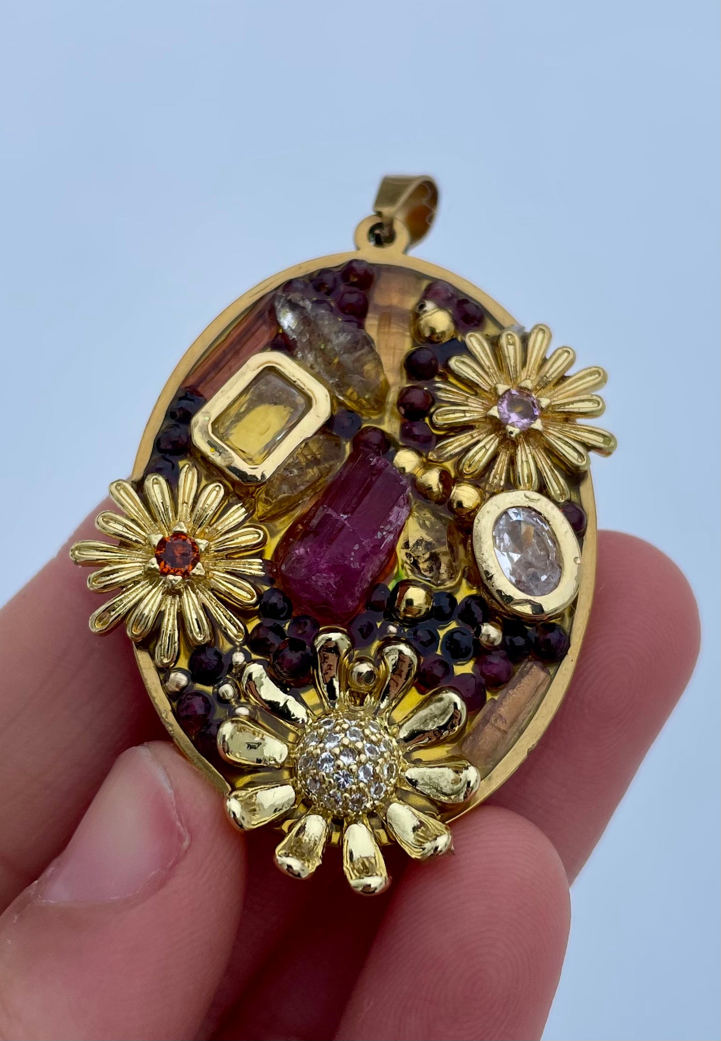 Bloom Collection: Anita, with Pink Tourmaline, Garnet and Quartz