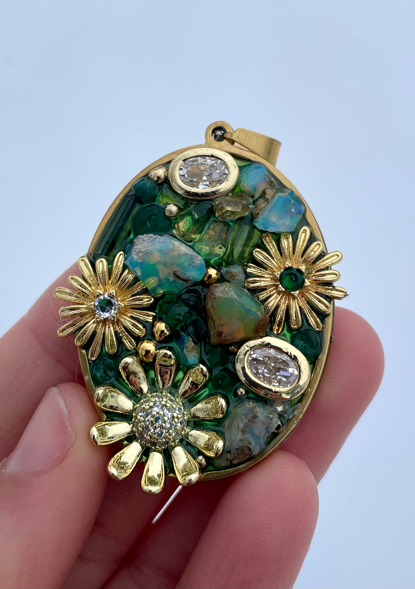 Bloom Collection: Minty, with Green Tourmaline & Opal