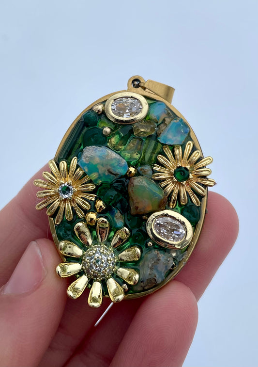 Bloom Collection: Minty, with Green Tourmaline & Opal